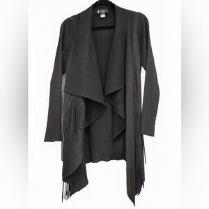 Elegant Black Women's Jacket with Fringe Detail S/M